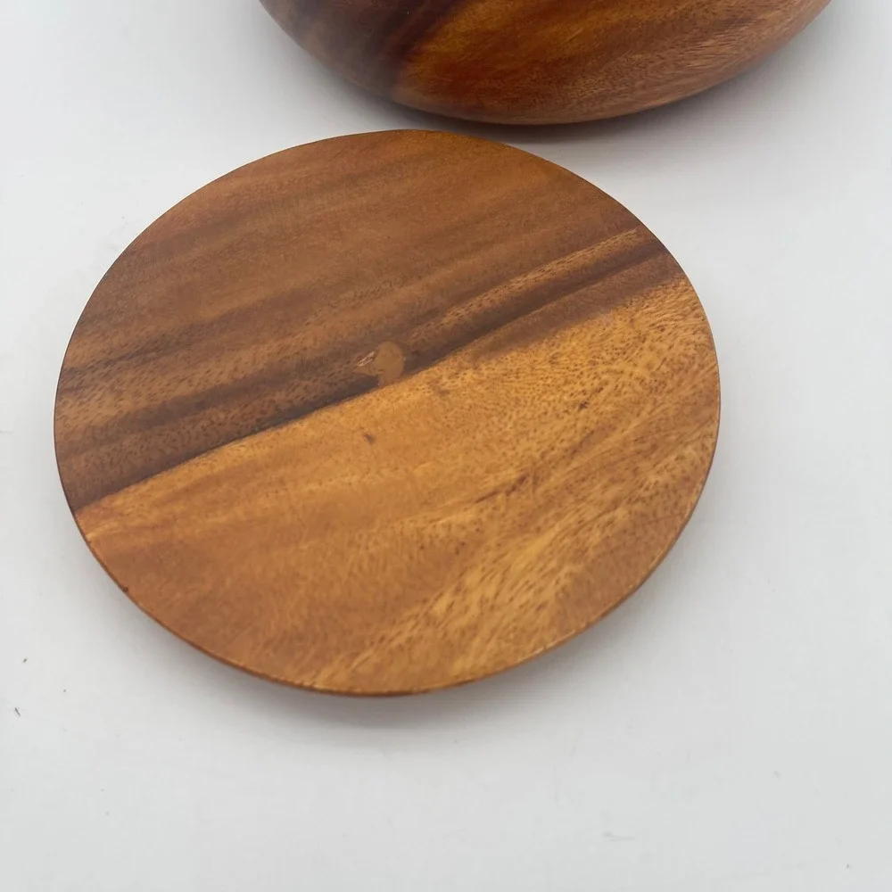 Hardwoods‎ of the Pacific Hand Carved Wood Lidded Bowl Honolulu Hawaii Brown